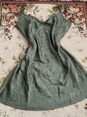 Sophia by Delicates olive green floral slip dress & robe